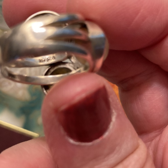 Sterling silver ring size 6, beautiful mother of pearl, labradorite & chalcedony - Picture 2 of 6